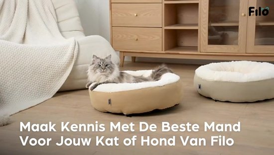 Filo Ultra Zachte Orthopedische Kattenmand Grijs - Wasbaar met Afritsbare Hoes - Anti Stress Donut Kattenbed - Poezenmand - Kattenhuis - Kattenkussen - Cat Bed