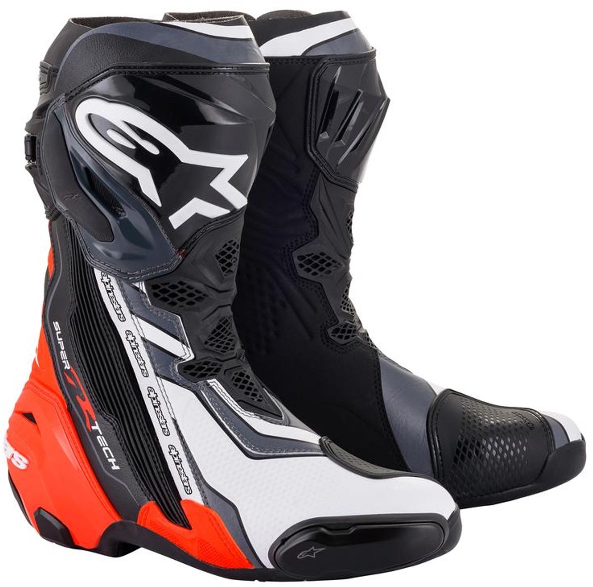 Alpinestars Supertech R Zwart Rood Fluo Wit Grijs Motorlaarzen - Laars