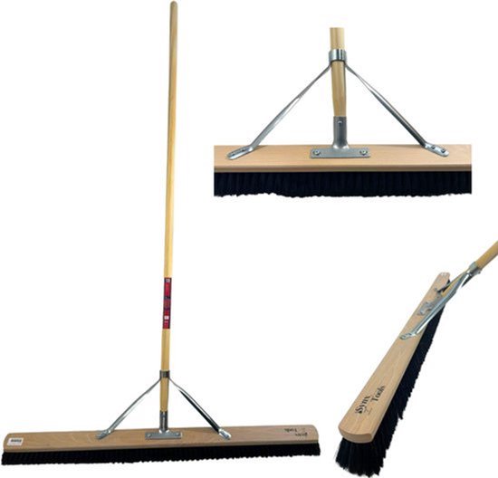 Synx Tools Paardenhaar 80cm + Vloertrekker 100cm met Steel 150cm - Kamerveger - Vloerreiniger - Moppen - Zachte binnenbezem met steel 160cm van Synx Tools — afbeelding 3
