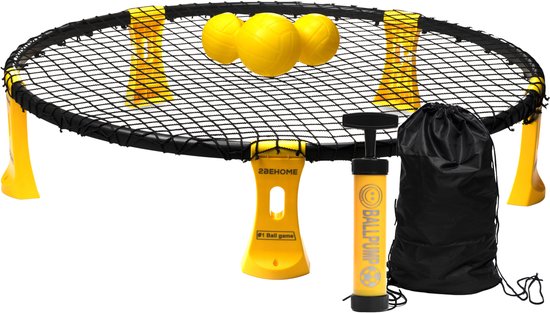 2BEHOME Roundnet set inclusief 3 ballen, ballenpomp en handige meeneemtas