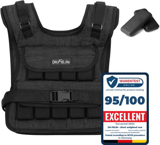 QualitChoice Gilet Lesté Multi-Poches Ajustable pour Course Musculation Entraînement Physique Exercice