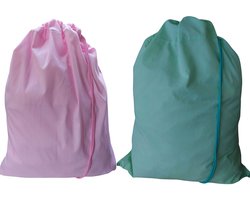 Bluvardi katoenen waszakken set van 2 stuks - XXL -pink-groen