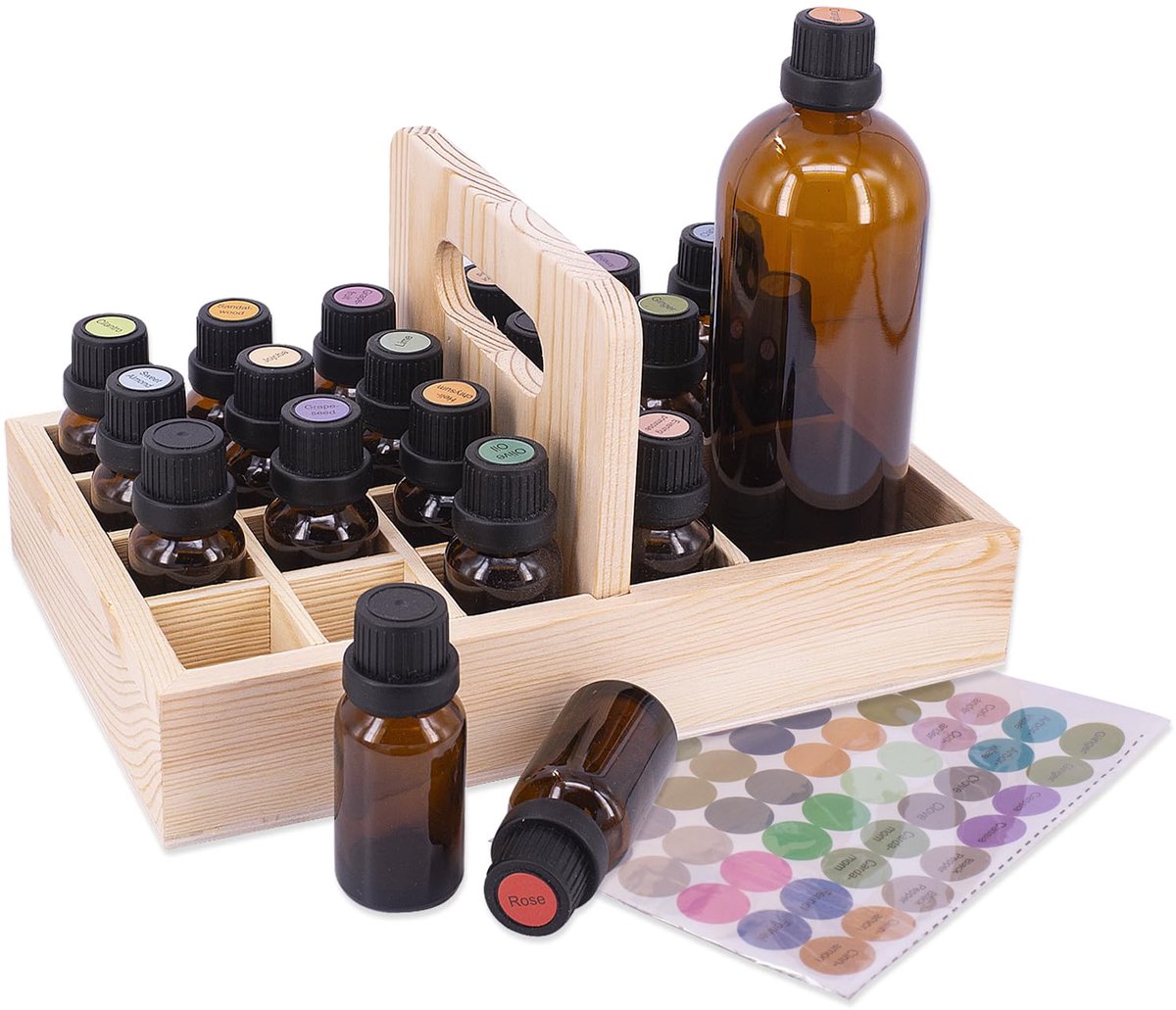 My Ninki ® Houten Opbergdisplay voor Etherische Oliën en Nagellak met 21 Vakjes voor Diverse Flessen