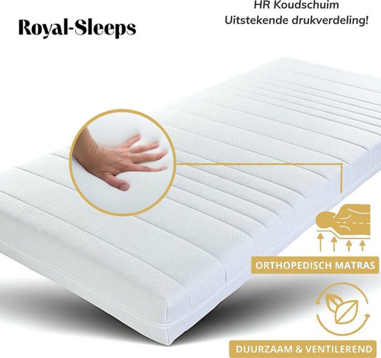 Royal-sleeps 90x200 cm - Hr koudschuim - 15cm dik - Afritsbaar hoes wasbaar - Hotel kwaliteit - 90 x 200 cm - Gratis retourneren
