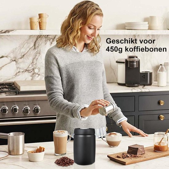 Boîte de conservation Café vide brevetée de Premium - Bocal hermétique de 1 200 ml avec pompe à vide manuelle - Préserve la fraîcheur des Grains de café et du Café moulu - Design moderne et élégant
