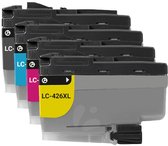 Vier Brother LC-426XL cartridges: zwart, cyaan, magenta en geel.
