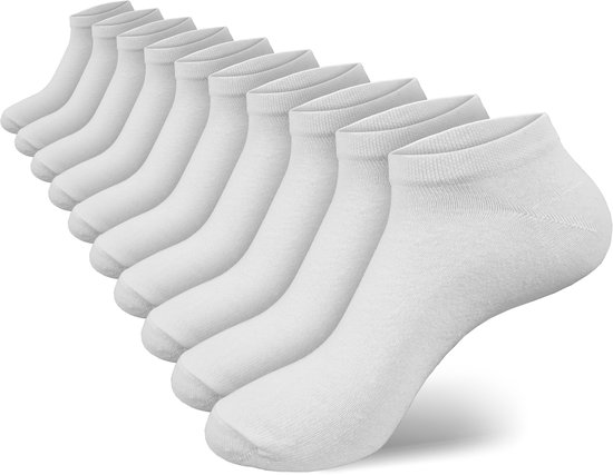 Calzera 10 Paar Enkelsokken - Sneakersokken - Lage sokken - Wit - Maat 47-50
