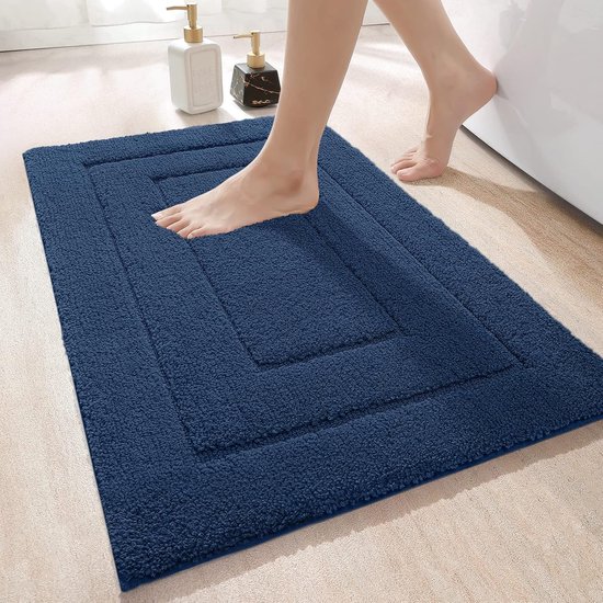 De Millennials Duurzame Zacht Badkamertapijt - Blauw - 40x60 cm - Antislip Douchemat - Badmat - Machinewasbaar voor Douche - Bad en Toilet - Waterabsorberende Badmatten - Badkamer Accessoires - Mat voor in de Badkamer -