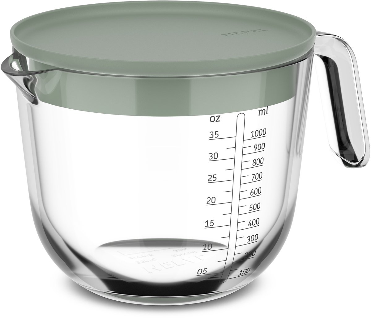 Mepal Glas maatbeker met deksel Chef it - 1 l - Maataanduiding - Vaatwasmachine-. magnetron- en ovenbestendig - Bakspullen - Nordic sage — afbeelding 1