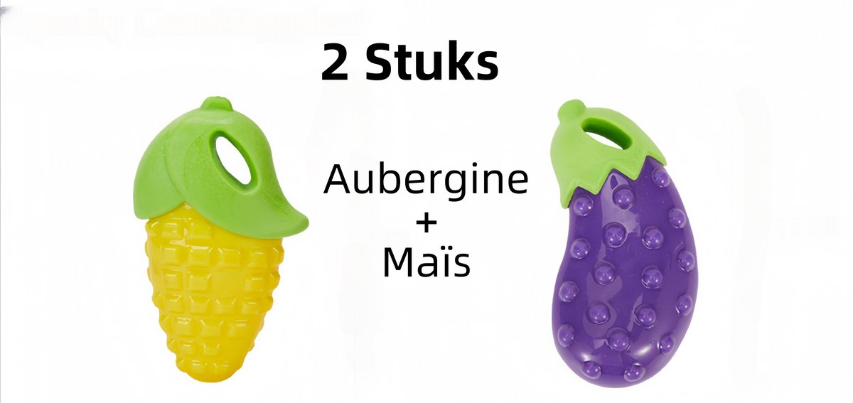 Loha-party®2 stuks TPR Bijtvaste Piepspeeltjes set-Met gluid-Maïs en Aubergine-Realistische Groenten-Kauwspeelgoed voor Honden