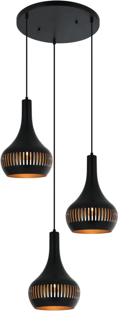 Various Canna Hanglamp - 3-Lichts - Verschillende Hoogtes - Zwart - Ø40 cm - E27