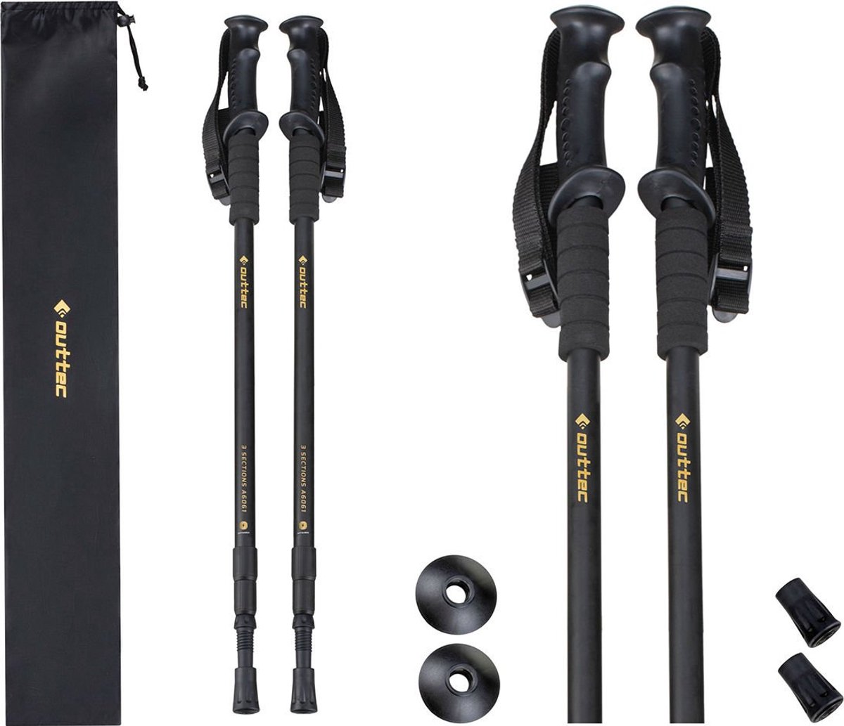 Outtec® Nordic Walking Stokken, Wandelstokken, Trekkingstokken - Verstelbaar 65-135cm - Anti-Shock - Ultralichte Trekkingstokken voor Mannen en Vrouwen - Wandelen, Trekking - Wandelstok