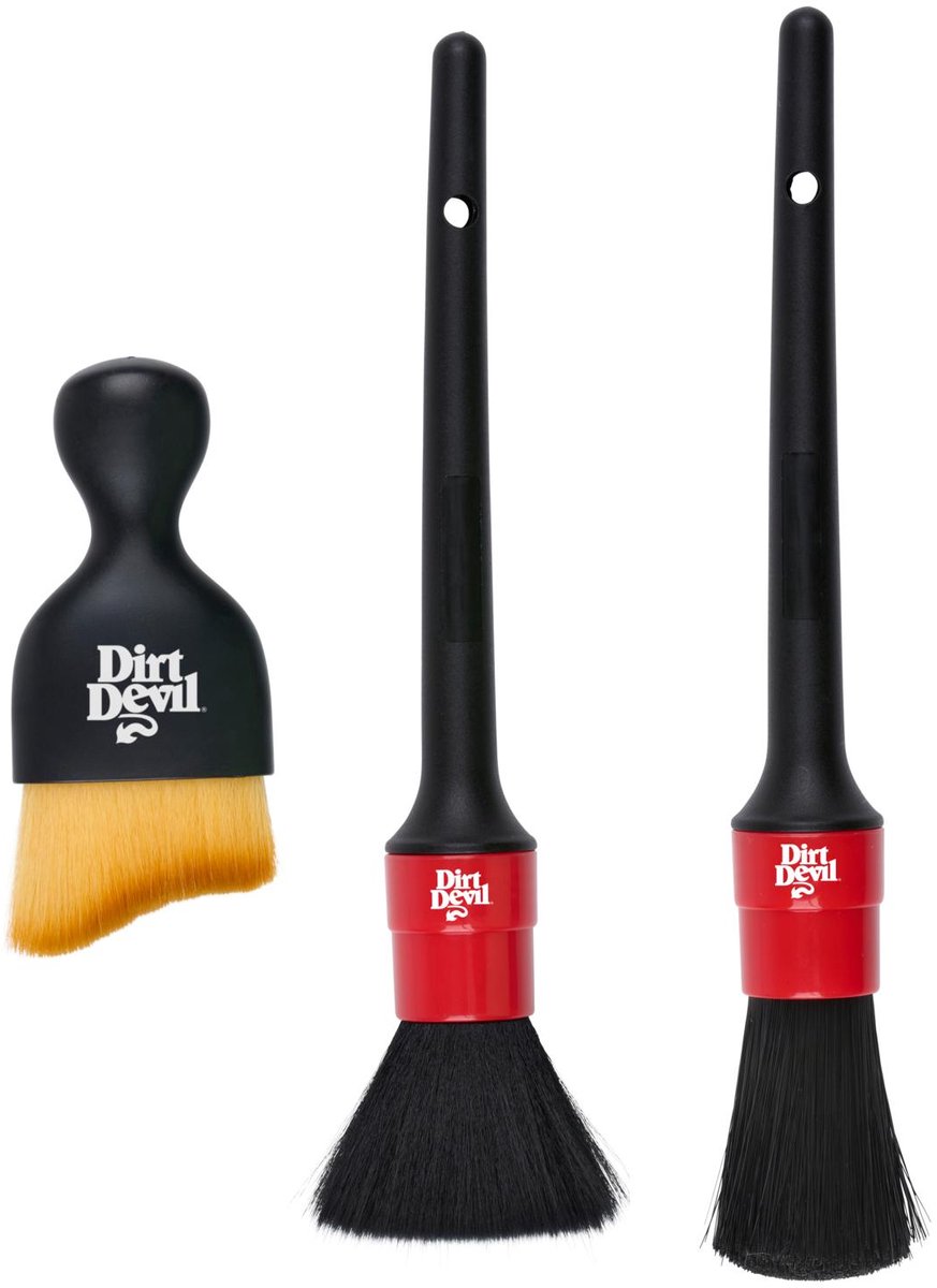 Dirt Devil - Auto - Interieur borstels - Set van 3 stuks - Borstelset - zwart/rood