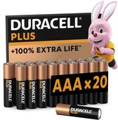 Duracell Plus AAA - alkaline batterijen - 1,5V, LR03 - 20 stuks