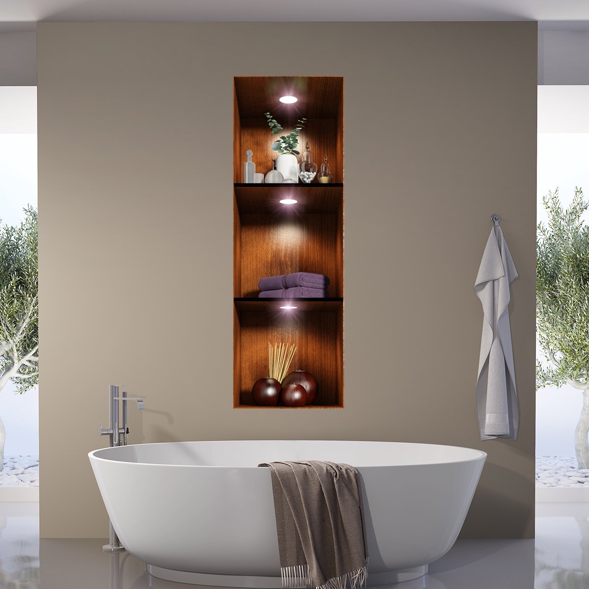 Ambiance Sticker Badkamersticker met 3D-effect, voor een spa-achtige sfeer, 30 x 90 cm Multi color