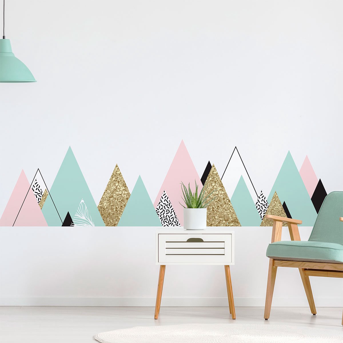 Ambiance Sticker Muurstickers - Decoratie voor slaapkamer/woonkamer - Gigantische muursticker van het Scandinavische gebergte, de Tatra - 110x165cm Multi color