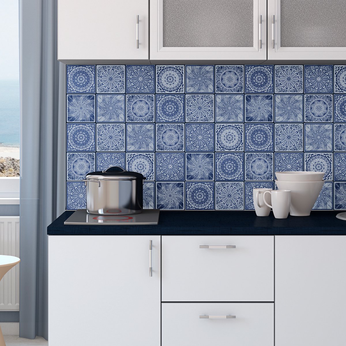 Ambiance Sticker Zelfklevende muurtegelstickers voor keuken en badkamer - 30 Bohemian Papantzi tegelstickers - 30 stickers 15x15cm Multi color