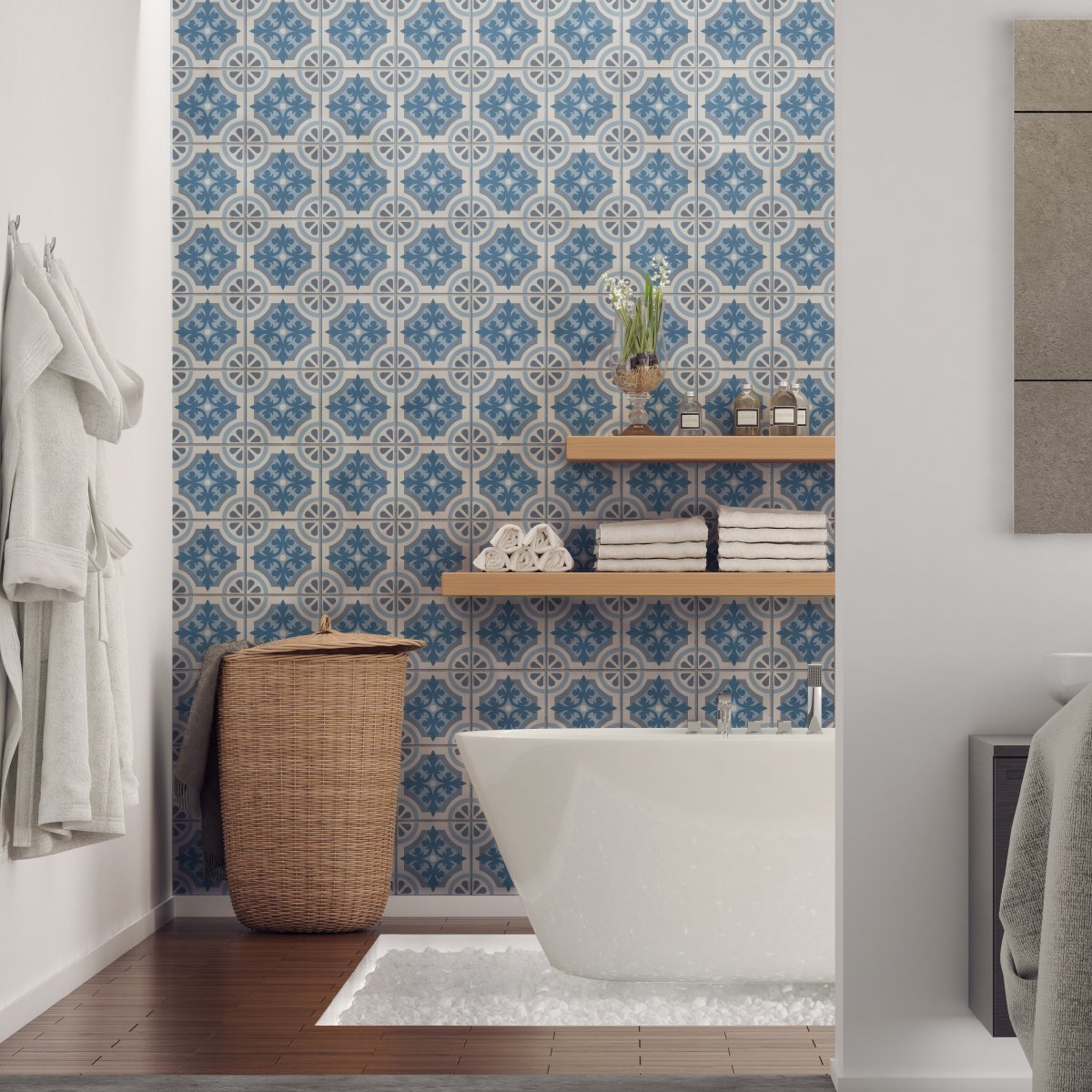 Ambiance Sticker Zelfklevende tegelmuurstickers voor keuken en badkamer - 60 cementtegelstickers, Azulejos Mina-stijl - 60 stickers, 10x10 cm Multi color