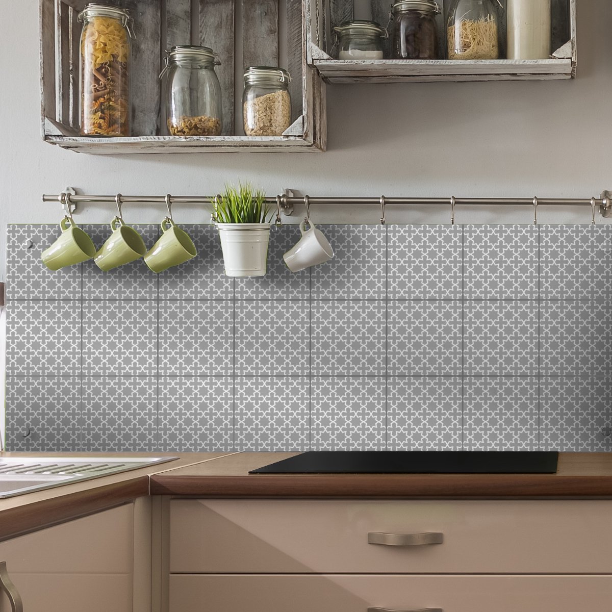 Ambiance Sticker Tegelstickers voor de muur in keuken en badkamer - 9 Oosterse cementtegelstickers Essaouira - 9 stickers 20x20cm Multi color