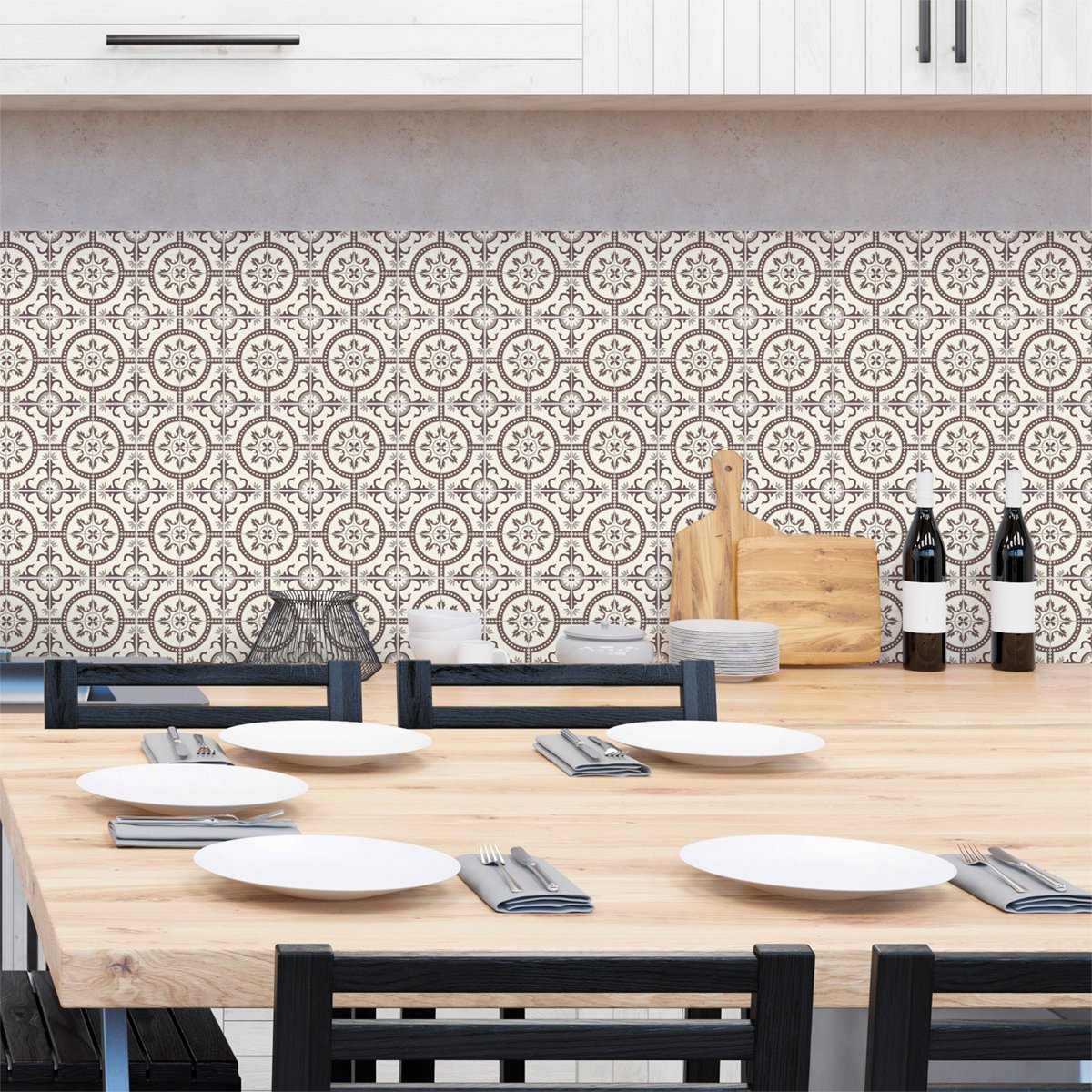 Ambiance Sticker Muurstickers - Zelfklevende tegelmuurstickers voor keuken en badkamer - 9 Monza cementtegelstickers - 9 stickers van 15x15 cm Multi color