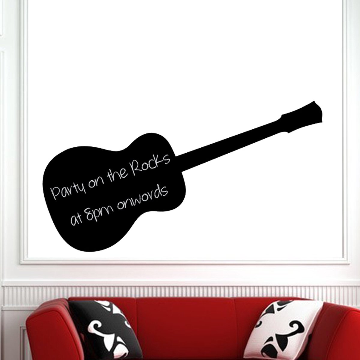 Ambiance Sticker Schoolbordsticker - uitwisbare zelfklevende muurstickers - AKOESTISCHE GITAAR - 75x200cm Multi color