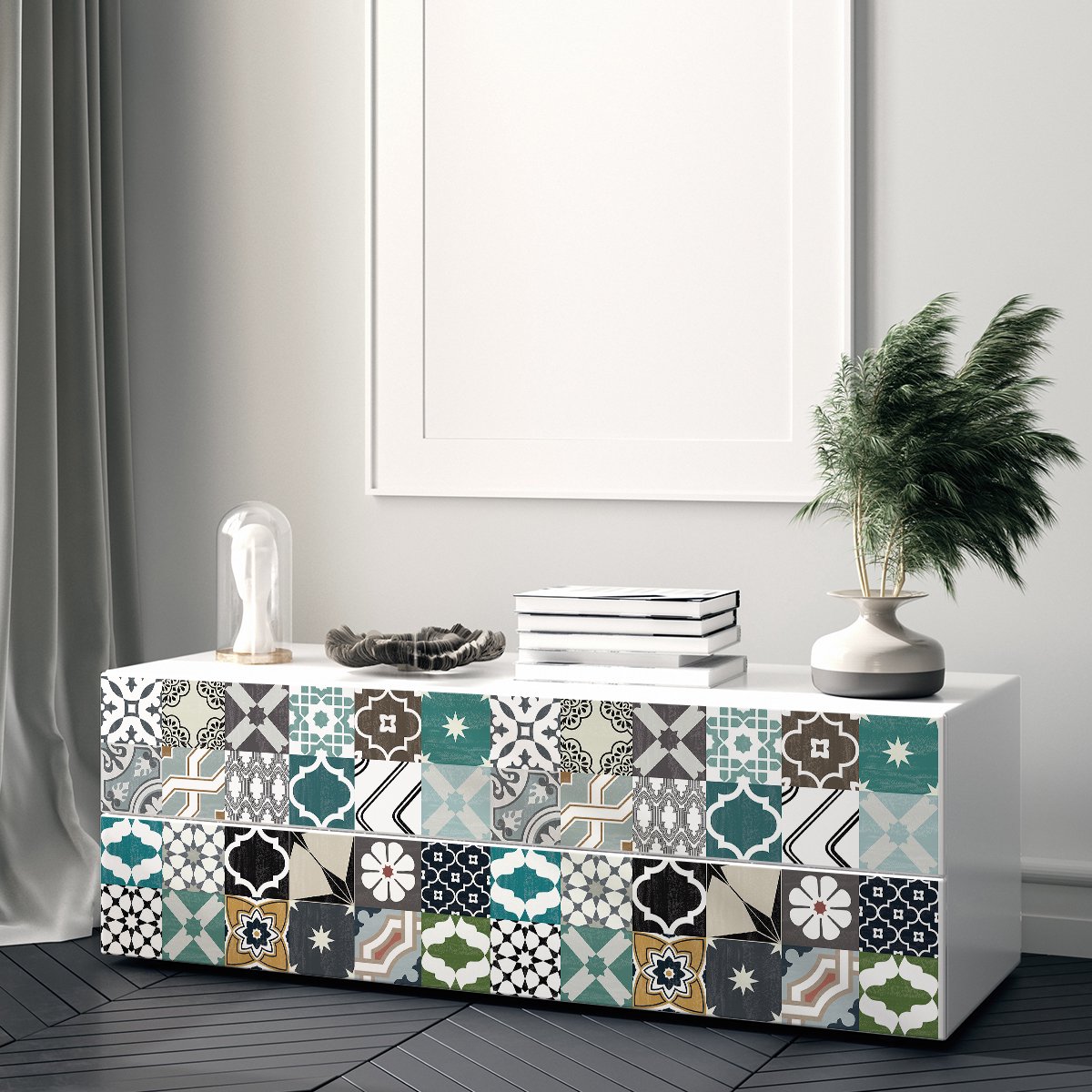 Ambiance Sticker Decoratieve meubelstickers - 30 authentieke Selena cementtegel meubelstickers - 30 stickers 15x15cm Multi color