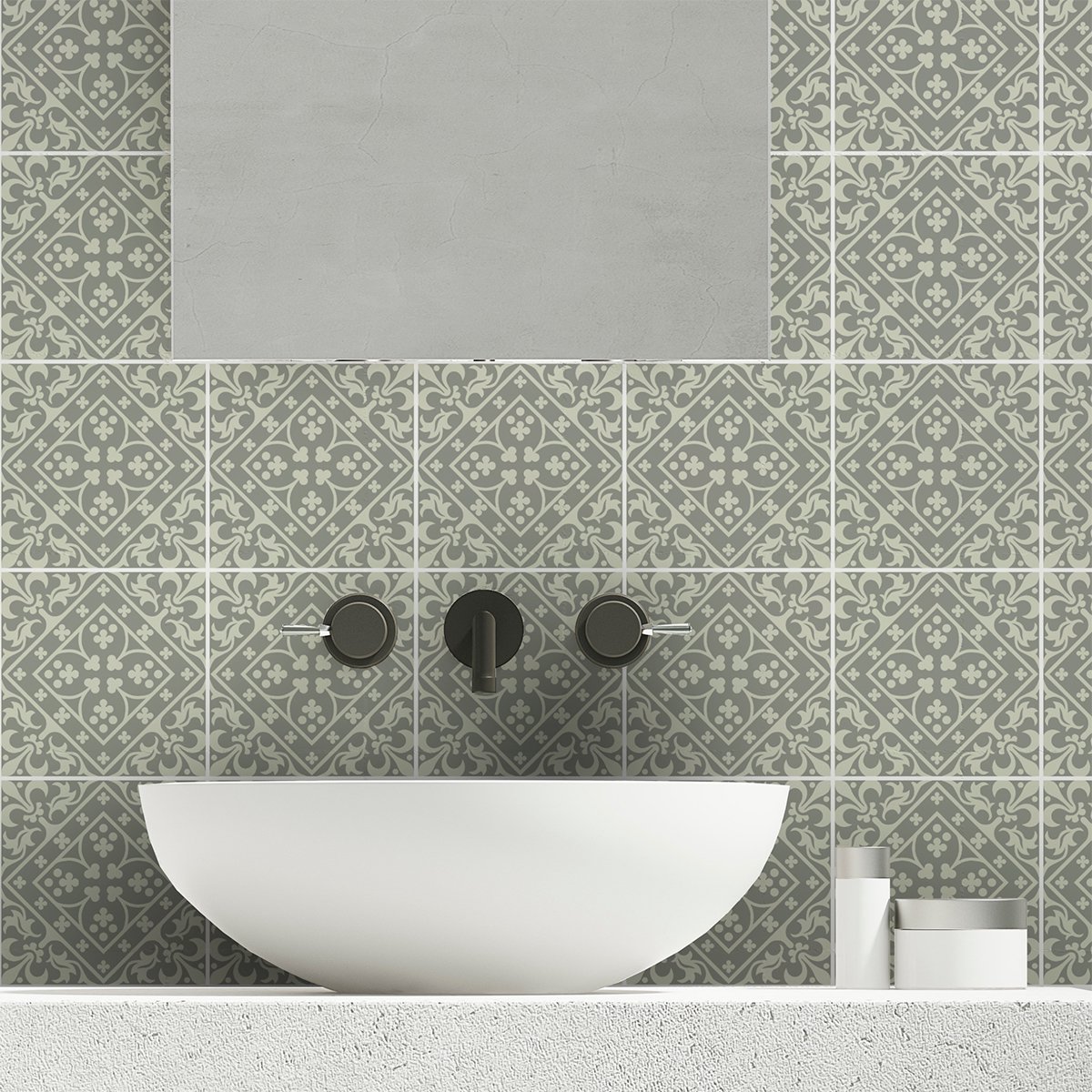 Ambiance Sticker Zelfklevende tegelmuurstickers voor keuken en badkamer - 30 Aldino Azulejos cementtegelstickers - 30 stickers 15x15cm Multi color