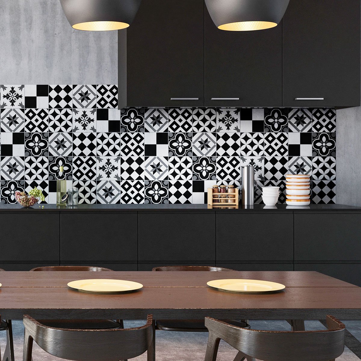 Ambiance Sticker Zelfklevende tegelmuurstickers voor keuken en badkamer - 30 Azulejos Marinara cementtegelstickers - 30 stickers 15x15cm Multi color