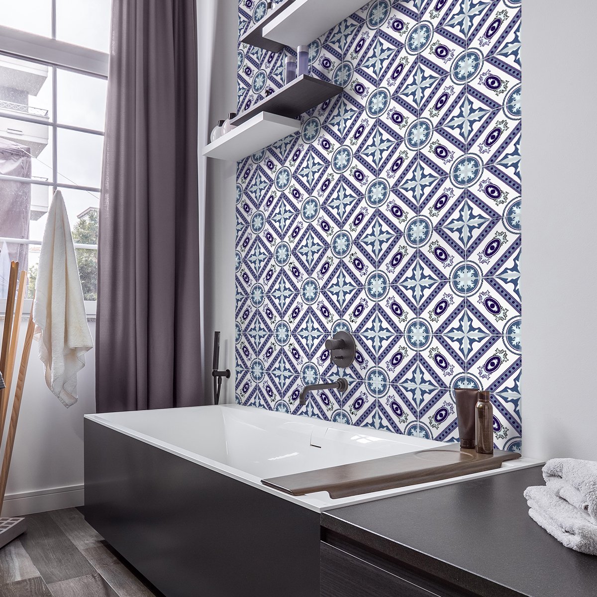 Ambiance Sticker Muurstickers - Zelfklevende tegelmuurstickers voor keuken en badkamer - 9 tegelstickers, Azulejos Julio - 9 stickers, 20x20cm Multi color