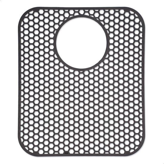 Bodo® Tapis d'évier en Siliconen Grijs avec trou - 34 x 29 cm - Accessoires de vêtements pour bébé de Cuisine - Protecteur d'évier - Sous-verres en Siliconen - Anti-rayures - Accessoires de vêtements pour bébé d'évier
