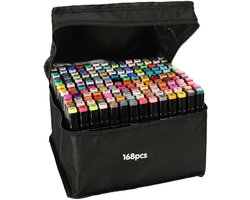 Touch® Markeerstiften - Dual-Tip Markers - Twinmarkers - Alcohol Markers - Kleurstiften - Stiften voor Volwassenen - Etui - 168 Stuks