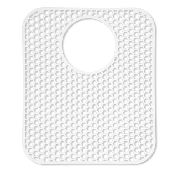Bodo® Tapis d'évier en Siliconen Wit avec trou - 34 x 29 cm - Accessoires de vêtements pour bébé de Cuisine - Protecteur d'évier - Sous-verres de verre en Siliconen - Anti rayures - Accessoires de vêtements pour bébé d'évier