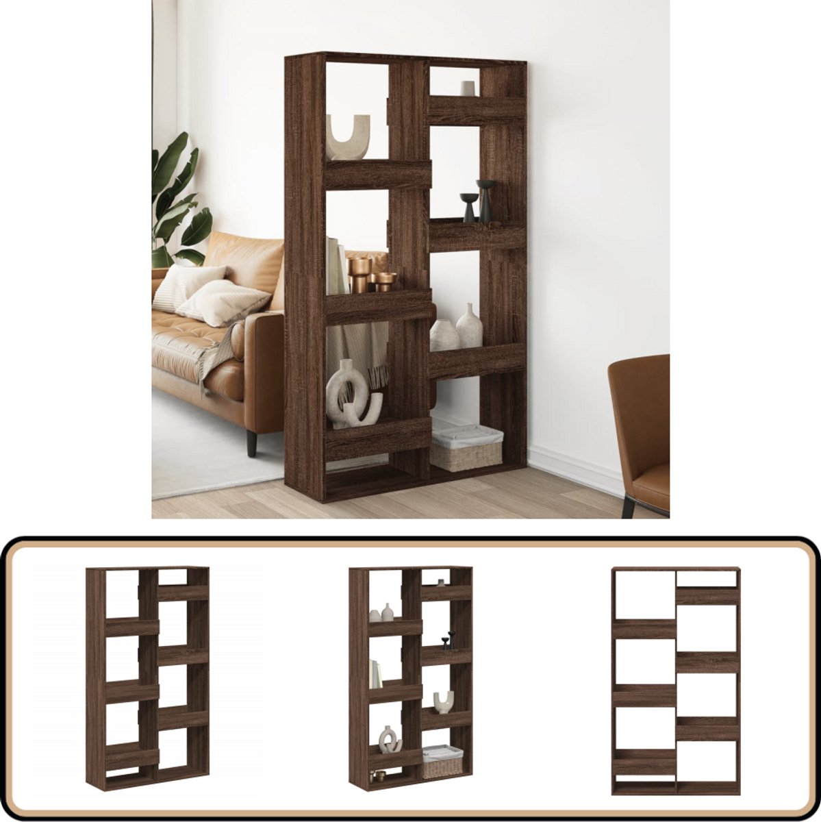 vidaXL Kamerscherm - 100x33x175 - cm - bewerkt - hout - bruin - eikenkleurig bruineiken