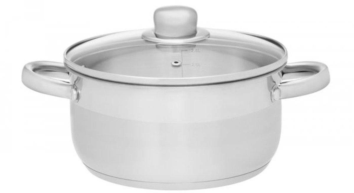 Maku Kitchen life Kookpan met glazen deksel RVS 6,5 L 24 cm