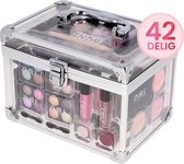 Transparante Make Up Koffer Meisjes Met Inhoud 42-Delig - Grote Make Up Koffer Kinderen - Make Up Koffer Gevuld - Cosmetica Koffer - Transparante Beautycase - Veganistische Cosmetica - 14 x 21 x 16 cm