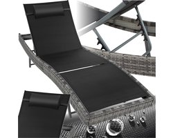 tectake® Wicker zonnebed met 6-voudig verstelbare rugleuning