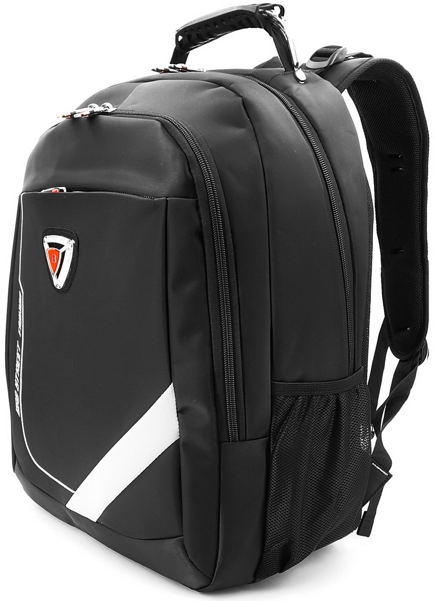 Bag Street Rugtas – Laptoptas 15.6 inch – Schooltas - Handvat met staalkabel & Reflectie – 46x33x20 cm – Zwart - onverwoestbaar - heavy duty