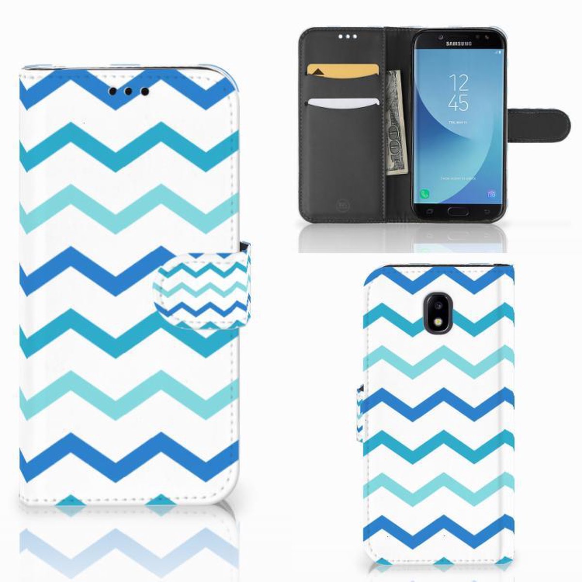 Samsung Galaxy A30 Telefoon Hoesje Zigzag Blauw