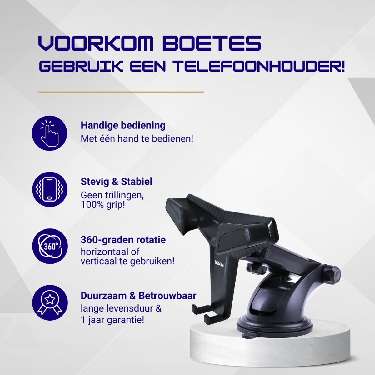 Lukana Z-1605 Telefoonhouder met Zuignap - Autohouder Voor Voorruit En Dashboard - Stevige Zuignap Met Gel Van 3M — cadeau in Cadeau-ideeën - foto 2