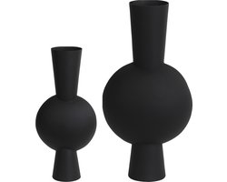 Light & Living Vaas Kavandu - Zwart - Set 53+39,5cm - Metaal - - Bloemenvaas - Woondecoratie - Decoratieve vaas voor woonkamer of slaapkamer