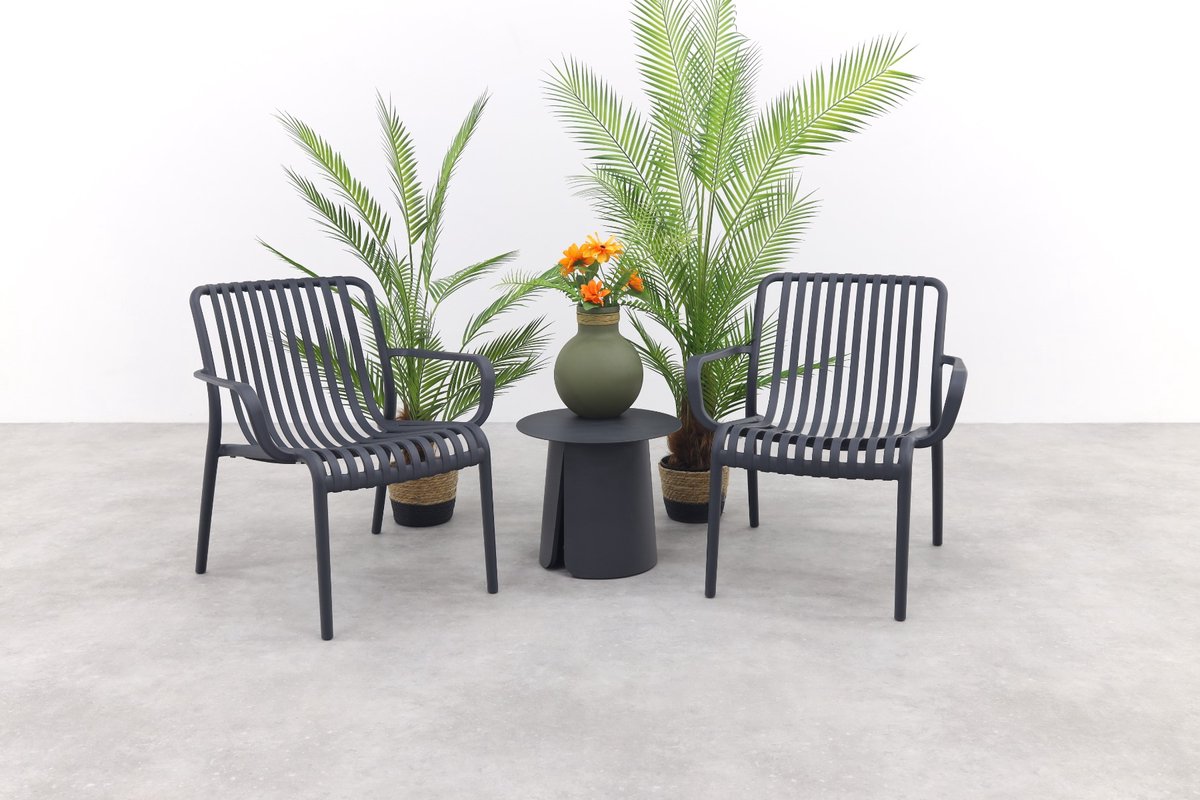 Stripe/Velora loungestoelen set (3-delig) - Antraciet/Royal Grey