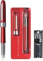 Platinum Japan - Stylo Plume Plaisir - FINE - Stylo plume - Rouge - Plume : fine 03 - Avec recharges supplémentaires Zwart