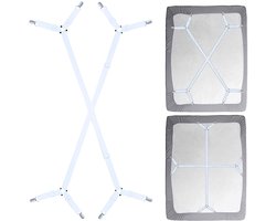 Dutchers® 2x Lakenspanners - Lakenspanner - Dekbedspanners - Dekbedclips - Dekbed Klemmen - Tafelklemmen - Bedbetrels - Verstelbare Elastische Lakenhouders - Overtrekspanners - Universeel - Wit