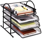 Corbeille à courrier 4 compartiments - 4 couches extensibles - Corbeille à courrier - Porte-documents - Organiseur de bureau - A4 - Métal