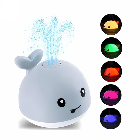 Teedz - Mini Badwalvis - Badspeelgoed - Lichtjes - Vis Spuit Water - Badspeeltjes - Voor in bad - Fish Spray Water - Waterspeelgoed - Speelgoed - Fish Bath Toy