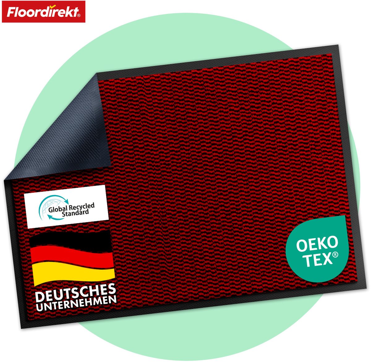 Floordirekt Premium Deurmat SKY Novo - Voor Entree - Vuilvangmat - Anti-slip & Afwasbaar - Voor Het Opbergen van Vuil - Rood - 135 x 200 cm