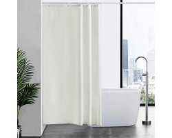 Kleine Douchegordijn Beige Anti Schimmel Polyester Stof Waterdicht Douche Gordijnen Wasbaar Textiel voor Badkuip of De Badkamer 8 Douchegordijnhaken 120x200cm.