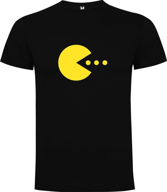 T-shirt Zwart avec imprimé « Collation PacMan colorée – Jeu – Années 80 – Humour – Rétro » en couleur, taille 5XL