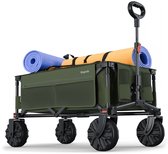 LifeGoods Bolderkar - 135L - Opvouwbaar - 100KG - Inklapbare Bolderwagen Met Afneembare Wielen - Beschermhoes - Groen