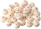Perles en bois pour visage souriant 30 pièces 20 mm Perles en bois pour visage souriant Grandes perles en bois naturel Perles rondes en vrac Perles en bois rondes pour bricolage Tête de poupée Porte-clés Ange